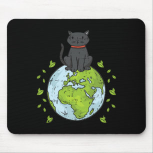 Cat Sitting Planet Earth Day Environmental Nature Mouse Pad