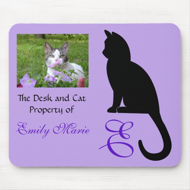 Cat Sitting Silhouette: Desk of Mouse Pad (Front)