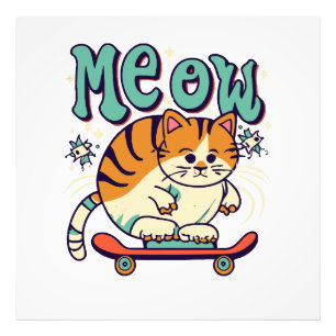 Cat Skating Meow Photo Print