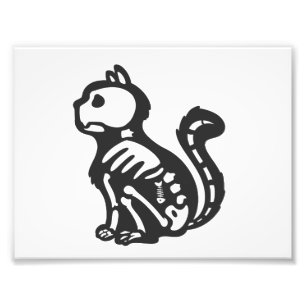 Cat skeleton cartoon silhouette - Choose back colo Photo Print