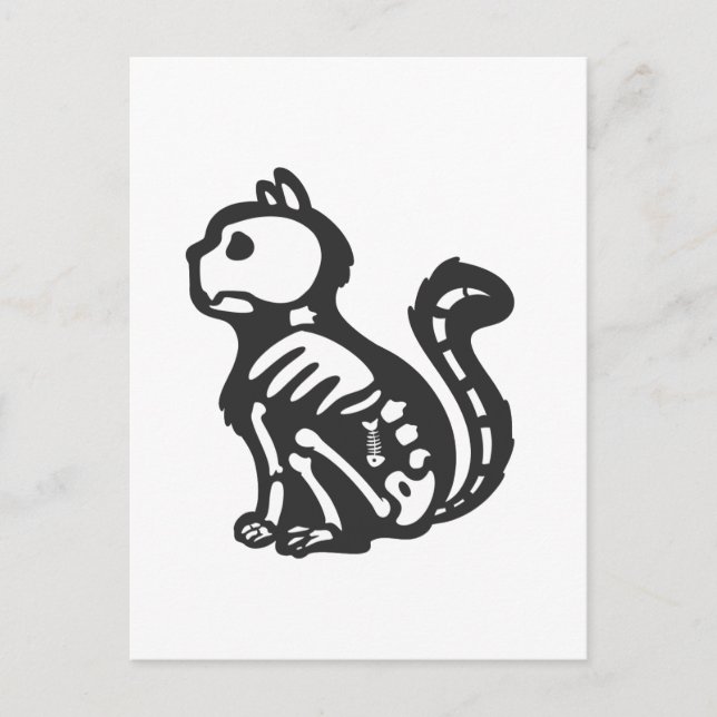 Cat skeleton cartoon silhouette - Choose back colo Postcard (Front)