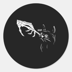 Cat Skeleton Hand Boop Halloween Cats Lover Pet Ow Classic Round Sticker