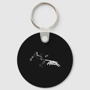 Cat Skeleton Hand Boop Halloween Cute Black Cats P Keychain
