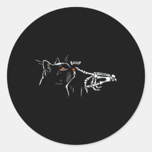 Cat Skeleton Hand Boop Halloween Pet Women Girls K Classic Round Sticker
