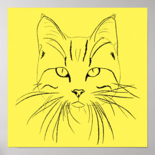 Cat Sketch - Customizable Colour Poster