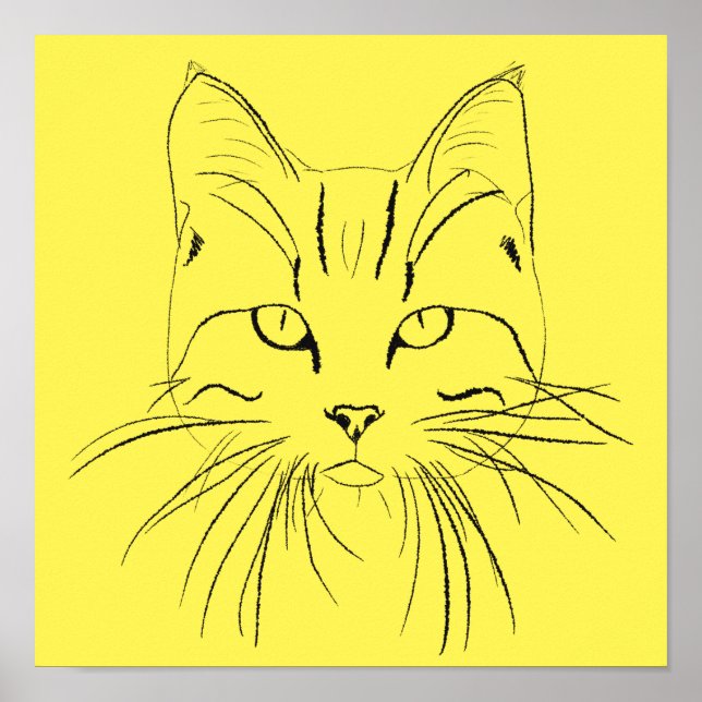 Cat Sketch - Customizable Colour Poster (Front)