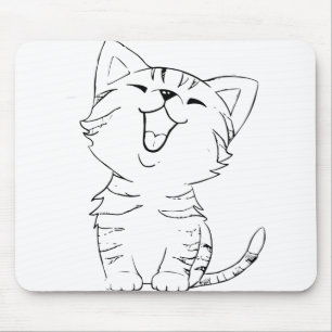 Cat Sketch Drawing Graphic Arts Kitten Silhouette. Mouse Pad