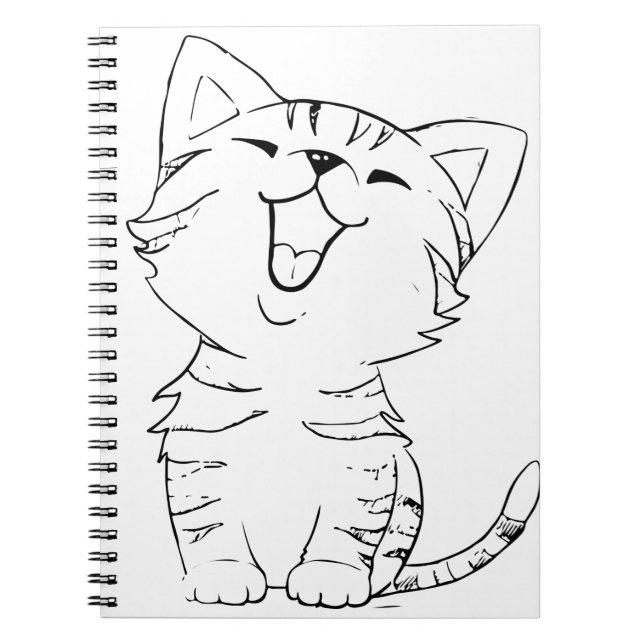 Cat Sketch Drawing Graphic Arts Kitten Silhouette. Notebook (Front)
