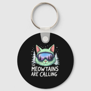 Cat skiing adventure the meowtains are calling keychain