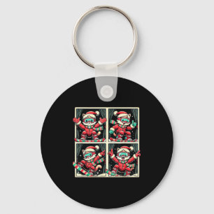 Cat skiing snowboard winter mountain xmas trip keychain