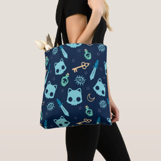 Cat Skull Dark Blue Dark Blue Skulls Pattern Pet Tote Bag
