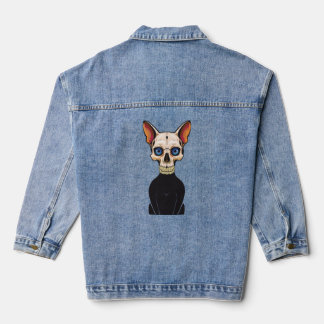 cat skull denim jacket
