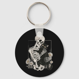 Cat Skull Kitten Cute Skeleton Halloween Men Women Keychain