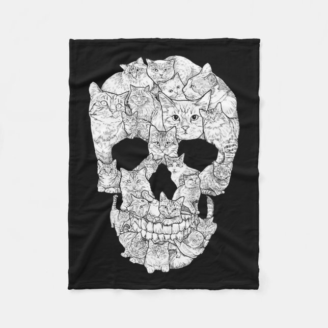 Cat Skull - Kitty Skeleton Halloween Costume Idea  Fleece Blanket (Front)