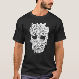 Cat Skull Kitty Skeleton Halloween Costume Skull C T-Shirt