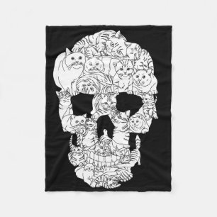 Cat Skull Kitty Skeleton Halloween Goth Punk Emo G Fleece Blanket