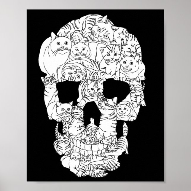 Cat Skull Kitty Skeleton Halloween Goth Punk Emo G Poster (Front)