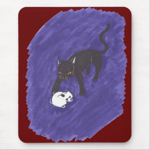 Cat & Skull Mouse Pad