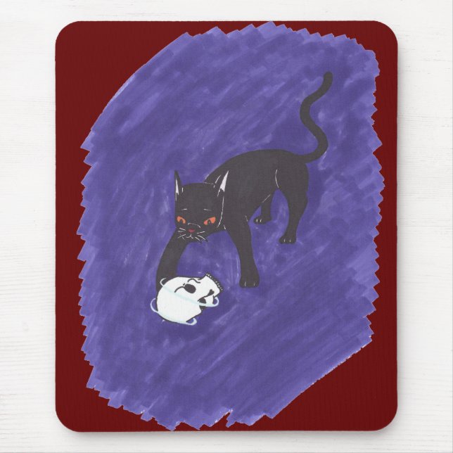 Cat & Skull Mouse Pad (Front)