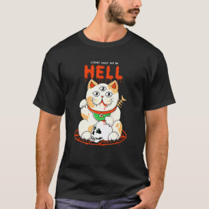 Cat Skull Pentagram Satanic Gothic Witchcraft Past T-Shirt