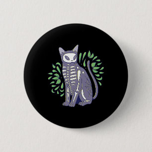 Cat Skull Shirt - Kitty Skeleton Halloween Costume 2 Inch Round Button