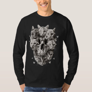 Cat Skull Skeleton Halloween Costume Cat Lover Mom T-Shirt