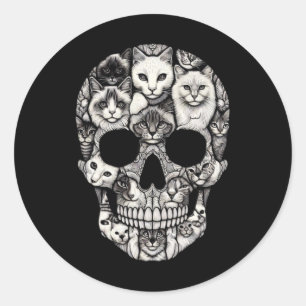 Cat Skull Skeleton Halloween Costume Skull Cat Classic Round Sticker