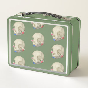 Cat Skull With Flora Metal Lunch Box