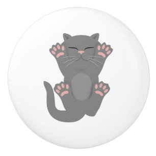 cat sleeping ceramic knob