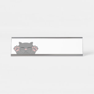 Cat Sleeping Desk Name Plate