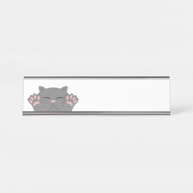 Cat Sleeping Desk Name Plate (Front)
