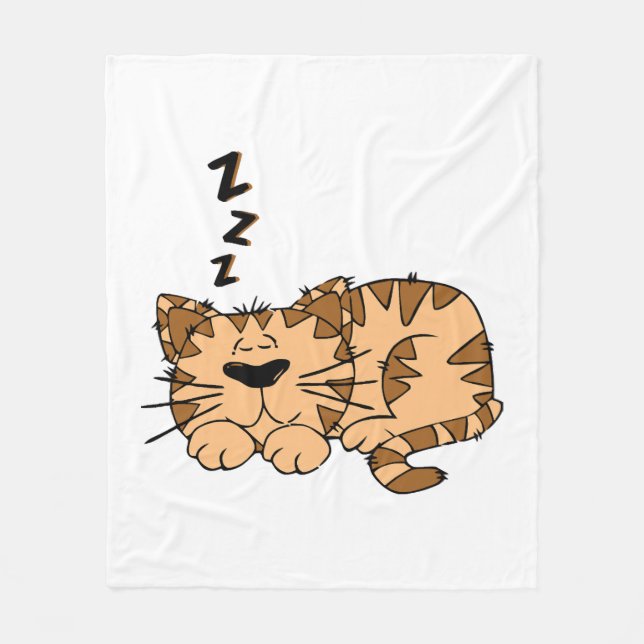 Cat Sleeping  Fleece Blanket (Front)