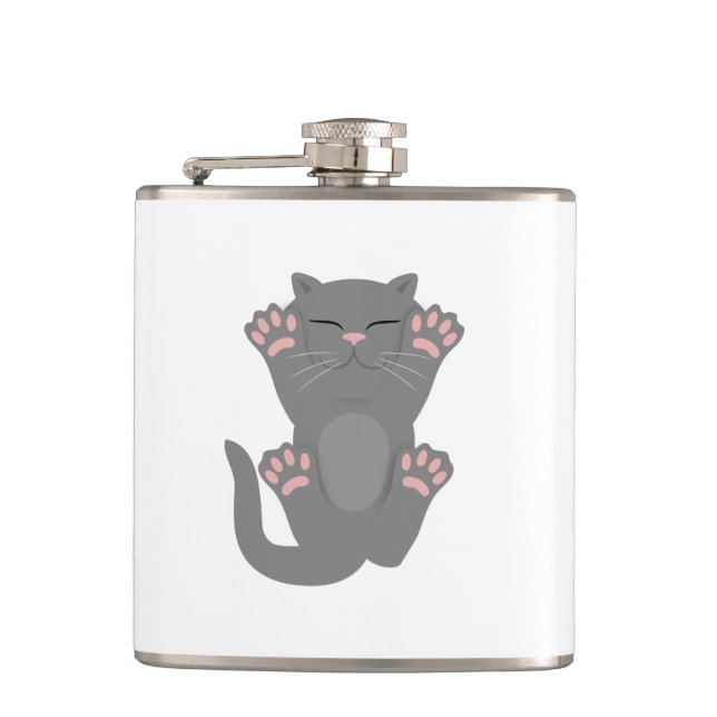 Cat Sleeping Hip Flask (Front)