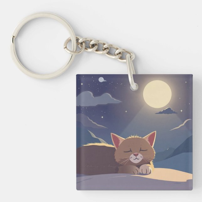 Cat sleeping keychain (Front)