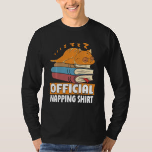 Cat Sleeping Napping Bookworm Reading Book Lover B T-Shirt