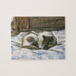 Cat Sleeping on a Bed by Claude Monet Jigsaw Puzzle
