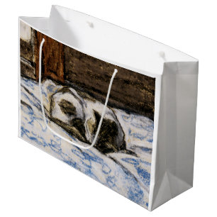 Cat Sleeping on a Bed Large Gift Bag