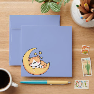 Cat Sleeping On The Moon Envelope