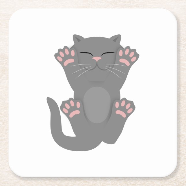 Cat Sleeping Square Paper Coaster (Front)