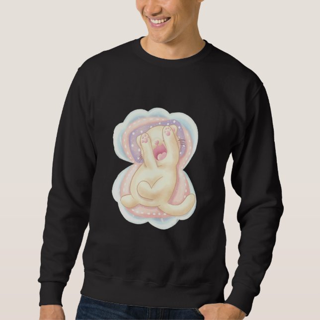 Cat Sleeps On Shell Bed Sweatshirt (Front)