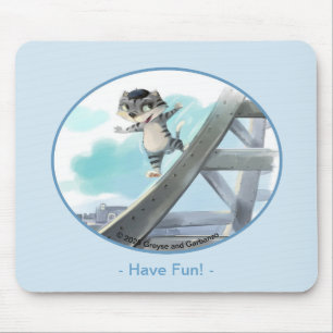 Cat Slides Eiffel Tower – Paris Fun Mouse Pad