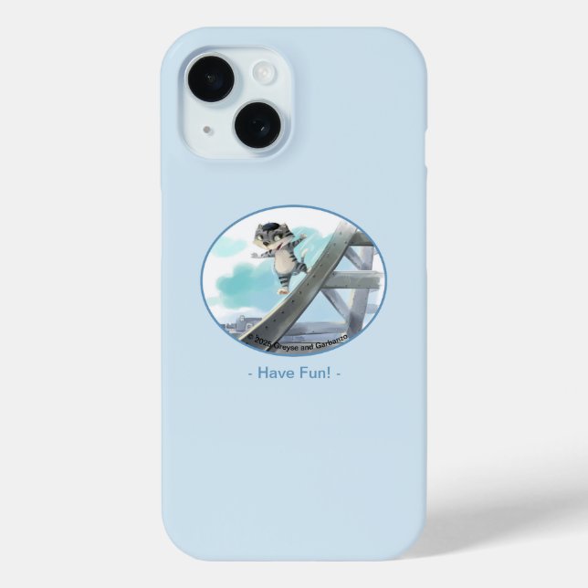 Cat Slides Eiffel Tower – Paris Fun Phone Case (Back)