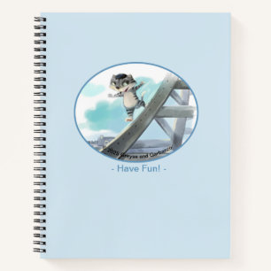 Cat Slides Eiffel Tower –Paris Fun Spiral Notebook
