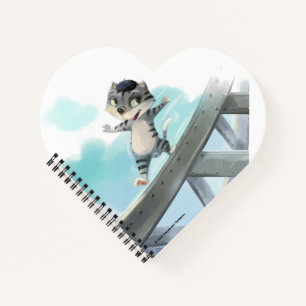 Cat Slides Eiffel Tower – Paris Heart Notebook 