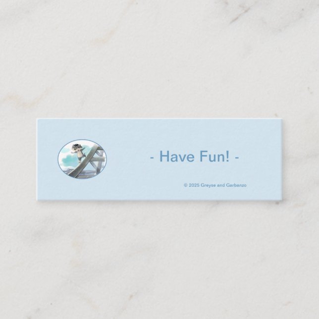 Cat Slides Eiffel Tower – Paris Mini Bookmarks Business Card (Front)