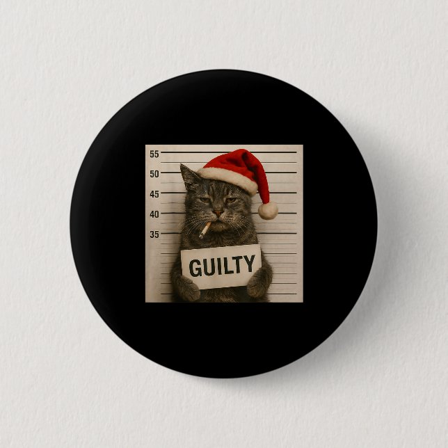 Cat Smoking Cigarette Christmas Funny Meme Cat  2 Inch Round Button (Front)