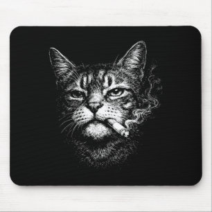 Cat smoking cigarette funny animal face meme mouse pad
