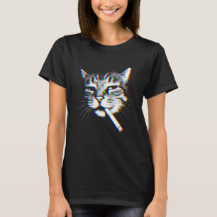 Cat Smoking Cigarette Funny Cig Meme T-Shirt