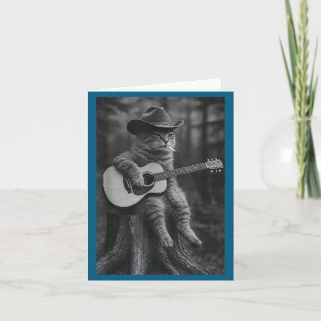 Cat Smoking Cigarette Racoon Ossum Funny Meme Cowb Card (Front)