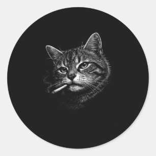Cat smoking funny cat mom cat dad classic round sticker